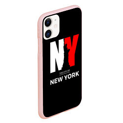Чехол iPhone 11 матовый New York City, цвет: 3D-светло-розовый — фото 2