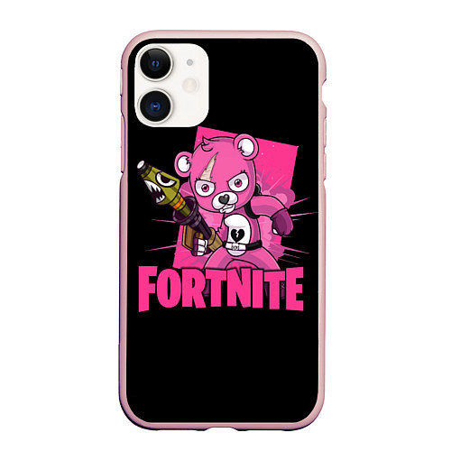 Чехол iPhone 11 матовый Fortnite / 3D-Светло-розовый – фото 1