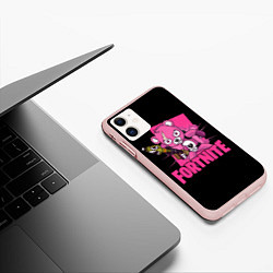 Чехол iPhone 11 матовый Fortnite, цвет: 3D-светло-розовый — фото 2