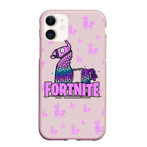 Чехол iPhone 11 матовый Fortnite / 3D-Светло-розовый – фото 1