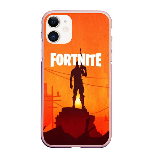Чехол iPhone 11 матовый Fortnite / 3D-Светло-розовый – фото 1