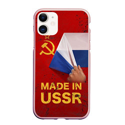 Чехол iPhone 11 матовый MADE IN USSR, цвет: 3D-светло-розовый