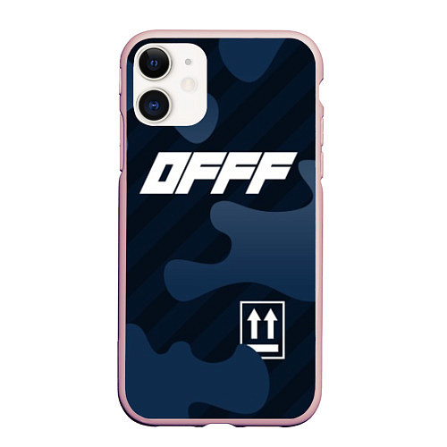 Чехол iPhone 11 матовый Off-White / 3D-Светло-розовый – фото 1
