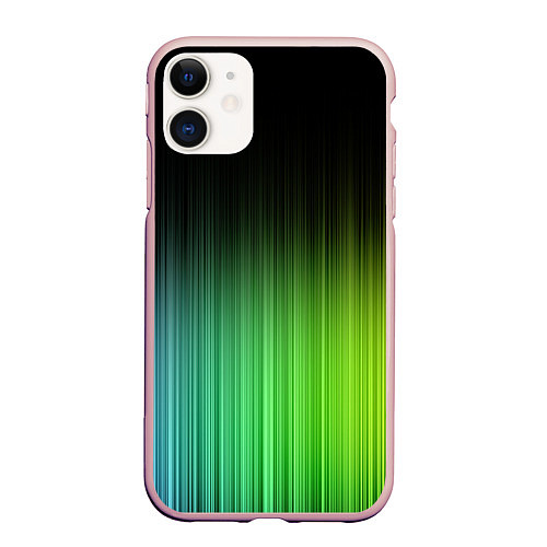Чехол iPhone 11 матовый Неоновые полосы - Минимализм / 3D-Светло-розовый – фото 1