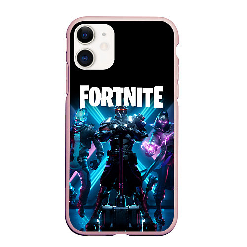 Чехол iPhone 11 матовый FORTNITE 10 СЕЗОН / 3D-Светло-розовый – фото 1