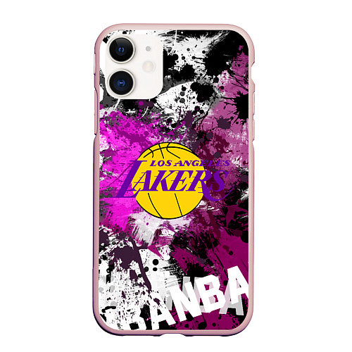 Чехол iPhone 11 матовый Лос-Анджелес Лейкерс, Los Angeles Lakers / 3D-Светло-розовый – фото 1
