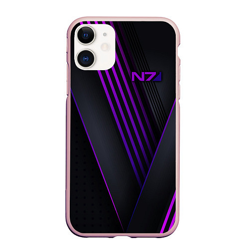 Чехол iPhone 11 матовый Mass Effect N7 / 3D-Светло-розовый – фото 1