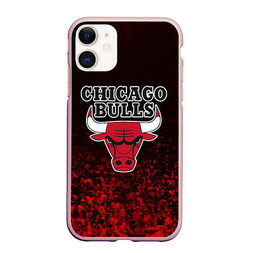 Чехол iPhone 11 матовый CHICAGO BULLS / 3D-Светло-розовый – фото 1