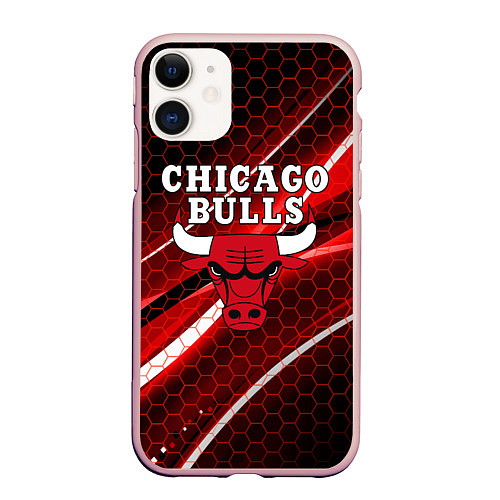Чехол iPhone 11 матовый CHICAGO BULLS / 3D-Светло-розовый – фото 1