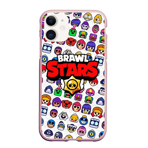 Чехол iPhone 11 матовый BRAWL STARS / 3D-Светло-розовый – фото 1
