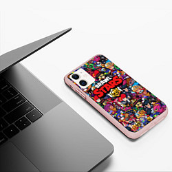 Чехол iPhone 11 матовый ПЕРСОНАЖИ BRAWL STARS, цвет: 3D-светло-розовый — фото 2