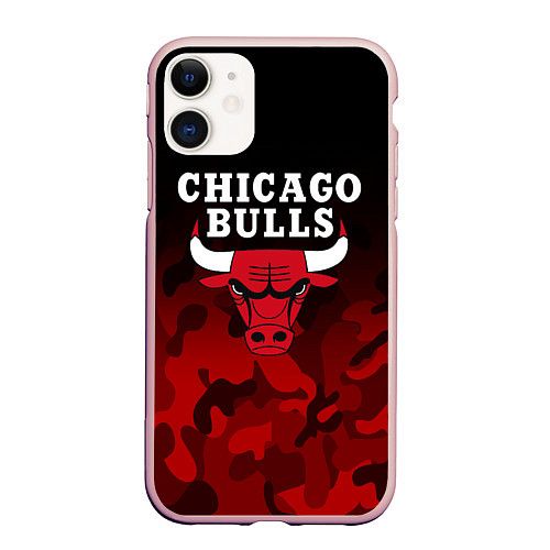 Чехол iPhone 11 матовый CHICAGO BULLS / 3D-Светло-розовый – фото 1