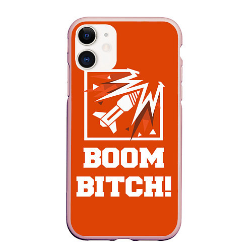 Чехол iPhone 11 матовый Boom Bitch! / 3D-Светло-розовый – фото 1