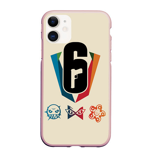 Чехол iPhone 11 матовый Rainbow Six Siege / 3D-Светло-розовый – фото 1