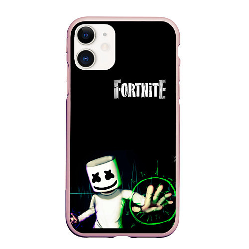 Чехол iPhone 11 матовый Fortnite / 3D-Светло-розовый – фото 1
