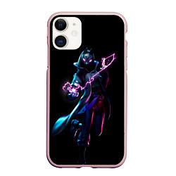 Чехол iPhone 11 матовый Fortnite Спина, цвет: 3D-светло-розовый
