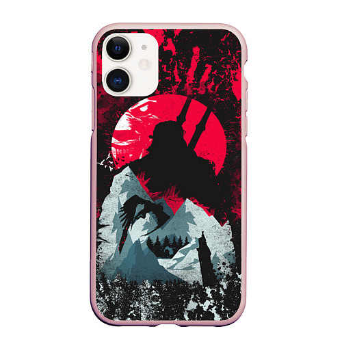 Чехол iPhone 11 матовый Ведьмак / 3D-Светло-розовый – фото 1