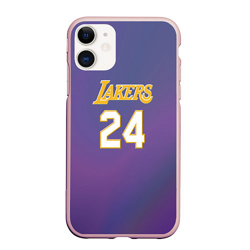 Чехол iPhone 11 матовый Los Angeles Lakers Kobe Brya / 3D-Светло-розовый – фото 1