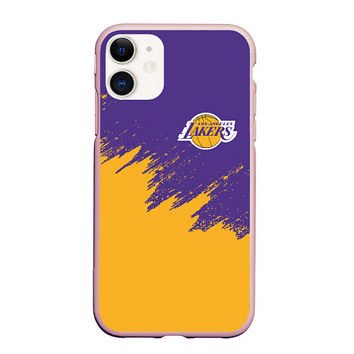 Чехол iPhone 11 матовый LA LAKERS / 3D-Светло-розовый – фото 1