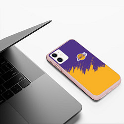 Чехол iPhone 11 матовый LA LAKERS, цвет: 3D-светло-розовый — фото 2
