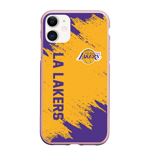 Чехол iPhone 11 матовый LA LAKERS / 3D-Светло-розовый – фото 1