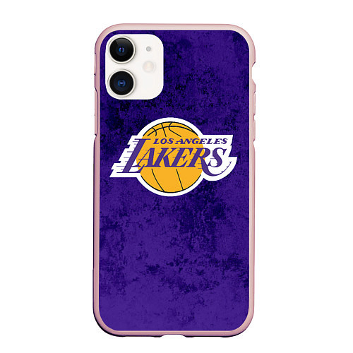 Чехол iPhone 11 матовый LA LAKERS / 3D-Светло-розовый – фото 1