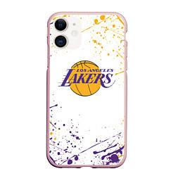 Чехол iPhone 11 матовый LA LAKERS, цвет: 3D-светло-розовый