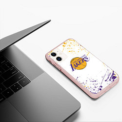 Чехол iPhone 11 матовый LA LAKERS, цвет: 3D-светло-розовый — фото 2