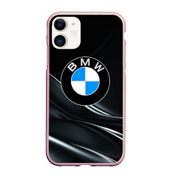 Чехол iPhone 11 матовый BMW, цвет: 3D-светло-розовый