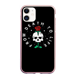 Чехол iPhone 11 матовый From death to life, цвет: 3D-светло-розовый