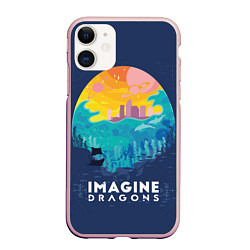 Чехол iPhone 11 матовый Imagine Dragons, цвет: 3D-светло-розовый