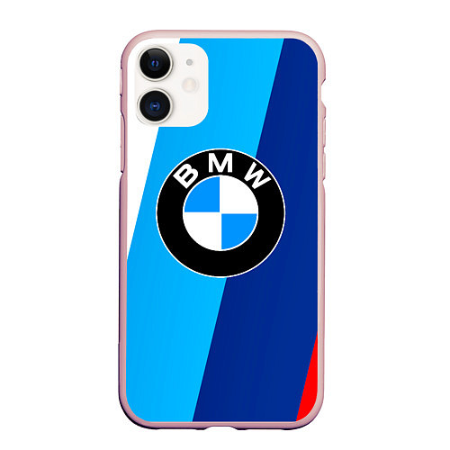 Чехол iPhone 11 матовый BMW / 3D-Светло-розовый – фото 1