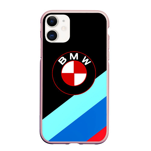 Чехол iPhone 11 матовый BMW / 3D-Светло-розовый – фото 1