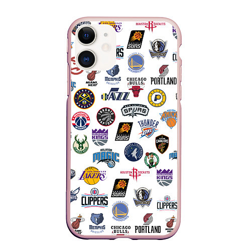 Чехол iPhone 11 матовый NBA Pattern / 3D-Светло-розовый – фото 1