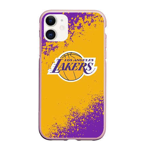 Чехол iPhone 11 матовый LA LAKERS KOBE BRYANT / 3D-Светло-розовый – фото 1