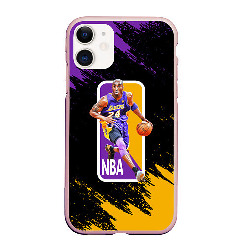 Чехол iPhone 11 матовый LA LAKERS KOBE BRYANT / 3D-Светло-розовый – фото 1