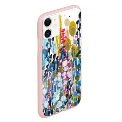 Чехол iPhone 11 матовый Watercolor Flowers, цвет: 3D-светло-розовый — фото 2