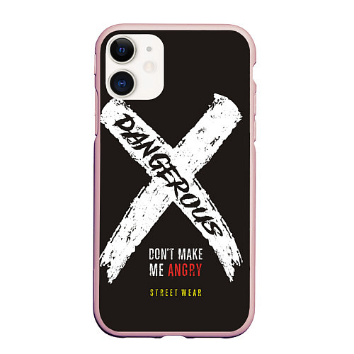Чехол iPhone 11 матовый Off-White: Dangerous / 3D-Светло-розовый – фото 1