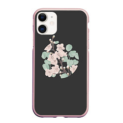 Чехол iPhone 11 матовый САКУРА, цвет: 3D-светло-розовый