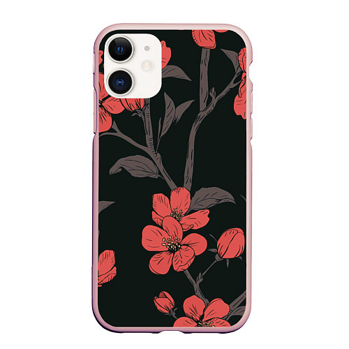 Чехол iPhone 11 матовый САКУРА / 3D-Светло-розовый – фото 1