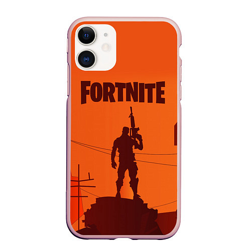 Чехол iPhone 11 матовый FORTNITE / 3D-Светло-розовый – фото 1