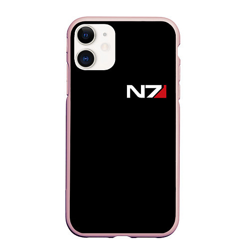 Чехол iPhone 11 матовый MASS EFFECT N7 / 3D-Светло-розовый – фото 1