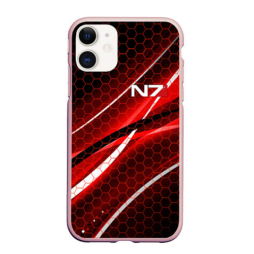 Чехол iPhone 11 матовый MASS EFFECT N7 / 3D-Светло-розовый – фото 1