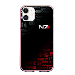 Чехол iPhone 11 матовый MASS EFFECT N7, цвет: 3D-светло-розовый