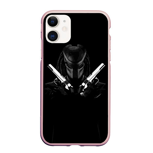 Чехол iPhone 11 матовый Killer Predator Black / 3D-Светло-розовый – фото 1