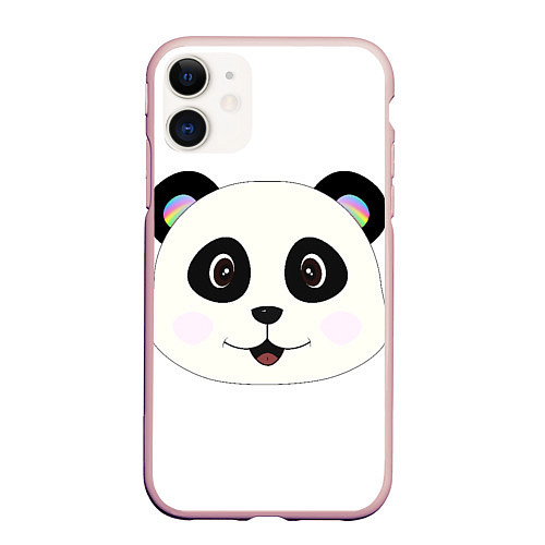 Чехол iPhone 11 матовый Panda / 3D-Светло-розовый – фото 1