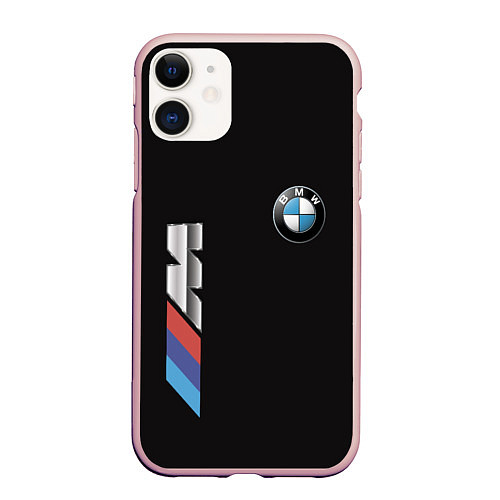 Чехол iPhone 11 матовый BMW / 3D-Светло-розовый – фото 1