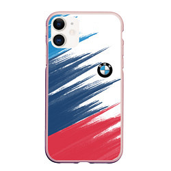 Чехол iPhone 11 матовый BMW, цвет: 3D-светло-розовый