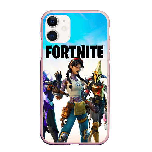 Чехол iPhone 11 матовый ФОРТНАЙТ / 3D-Светло-розовый – фото 1