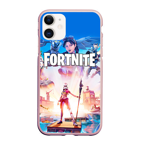 Чехол iPhone 11 матовый ФОРТНАЙТ 3 / 3D-Светло-розовый – фото 1